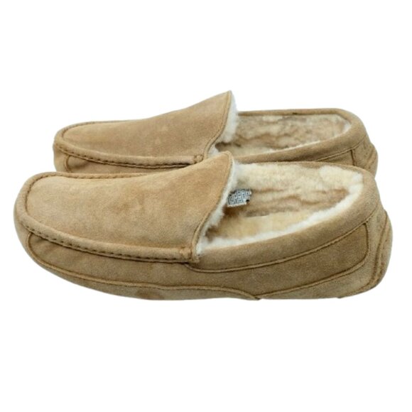 UGG~ASCOT~CHESTNUT SHEEPSKIN SHEARLING SUEDE MEN'S MOCCASIN SLIPPERS SIZE US 12 - Picture 3 of 7